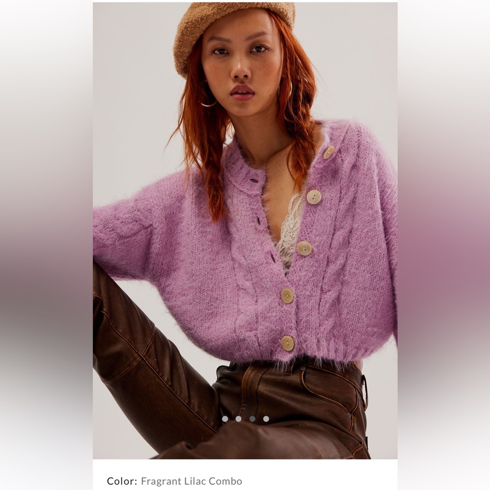 Free People Willow Cardi Fragrant Lilac Combo NWT